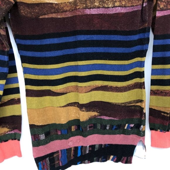 Desigual Multicolor Abstract Striped Rhinestone Tiger Lightweight Sweater size M - Picture 13 of 15